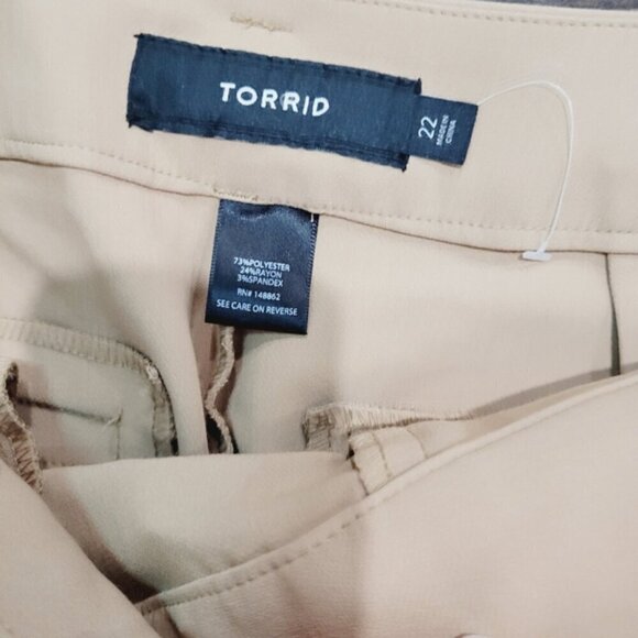 Torrid belted straight leg trouser pant woven beige - Picture 6 of 10